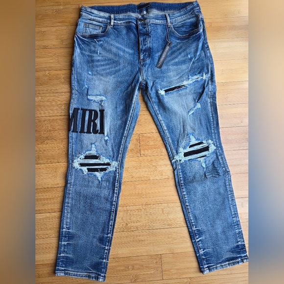 AMIRI Blue Distressed Men's Jeans - Picture 1 of 5